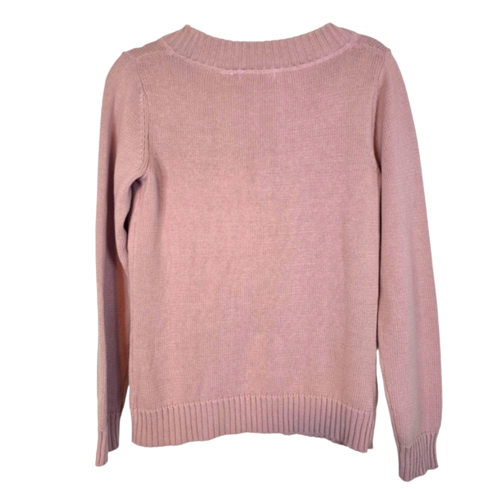Claiborne Pink V-Neck Sweater Textured Knit - Picture 2 of 5